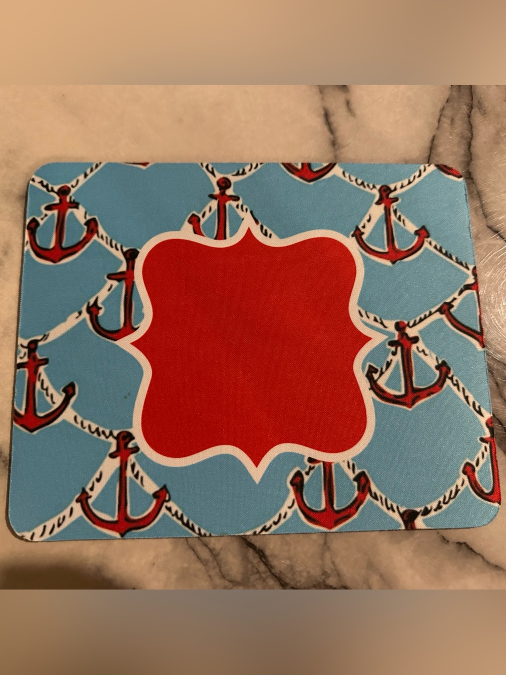 Lilly Pulitzer Red & Light Blue Anchor mouse pad
